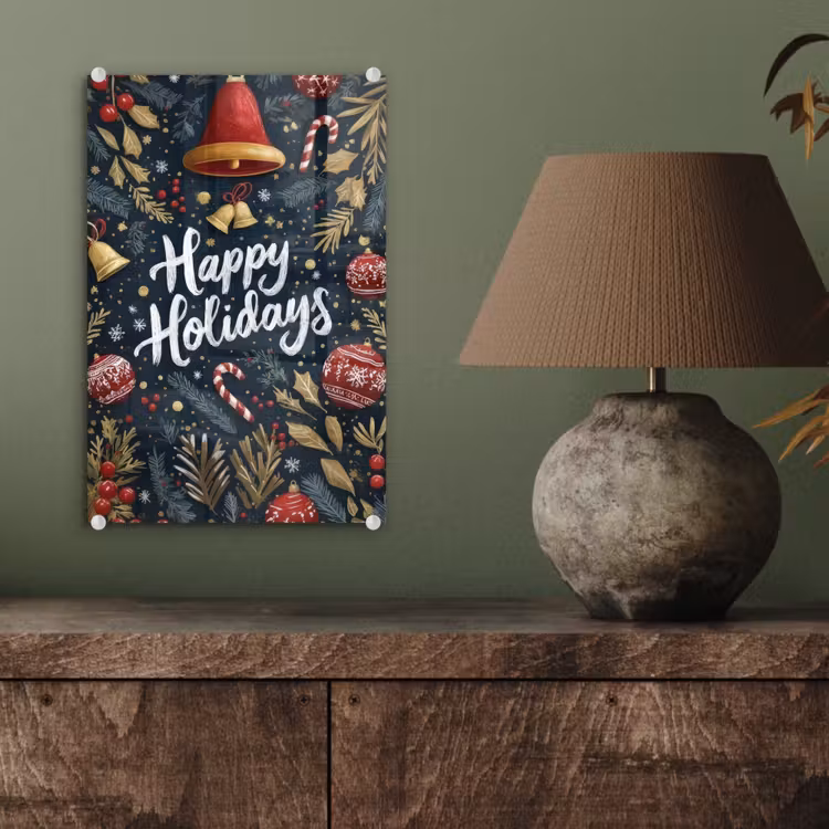 Glas schilderij - Feestelijk - Kerstgroet - Kleurrijk — 4