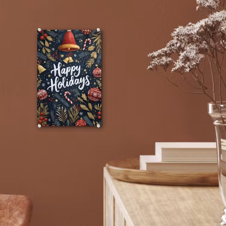 Glas schilderij - Feestelijk - Kerstgroet - Kleurrijk — 6