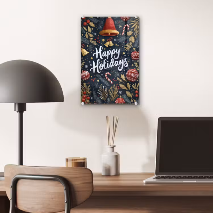 Glas schilderij - Feestelijk - Kerstgroet - Kleurrijk — 7