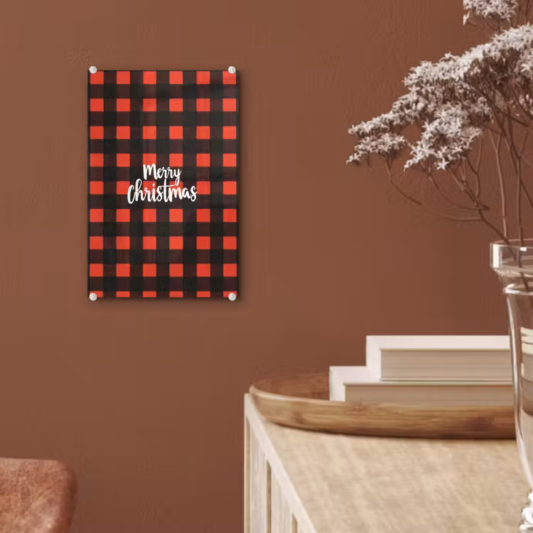 Glas schilderij - Geruit - Rood - Tekst - Christmas — 6