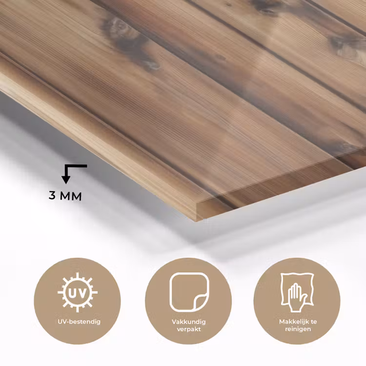 Glas schilderij - Hout - Planken - Bruin — 3
