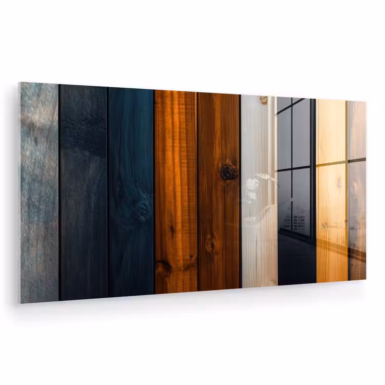 Glas schilderij - Hout - Planken - Donker - Warm — 1