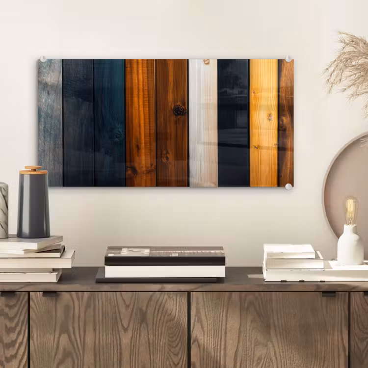 Glas schilderij - Hout - Planken - Donker - Warm — 2