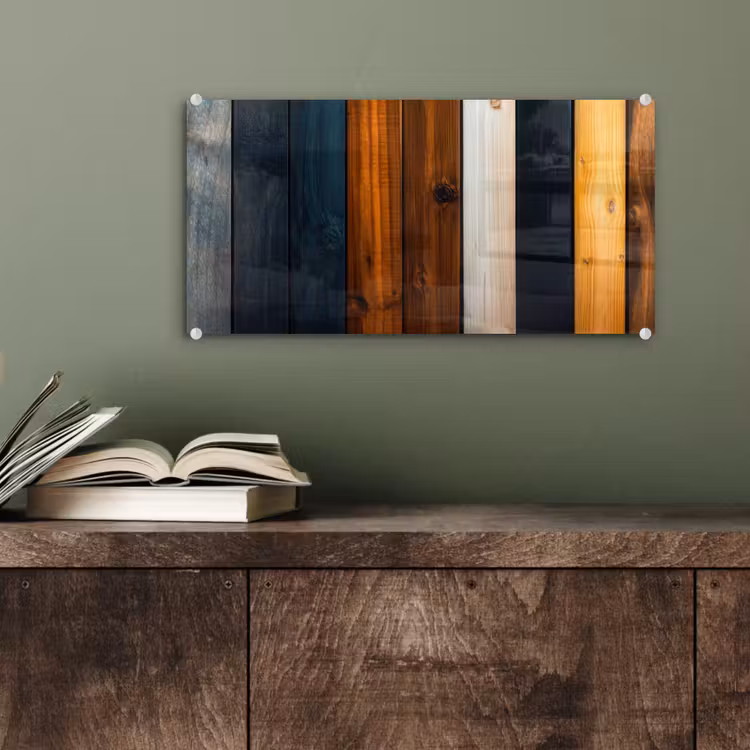 Glas schilderij - Hout - Planken - Donker - Warm — 4