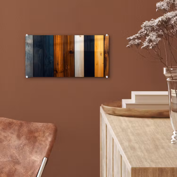 Glas schilderij - Hout - Planken - Donker - Warm — 6
