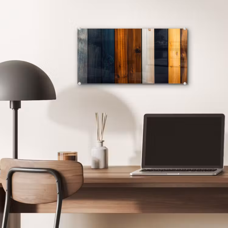 Glas schilderij - Hout - Planken - Donker - Warm — 7