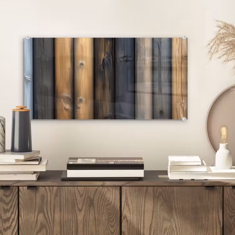 Glas schilderij - Hout - Planken - Gemengd — 2