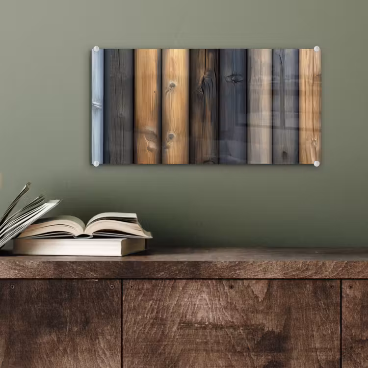 Glas schilderij - Hout - Planken - Gemengd — 4