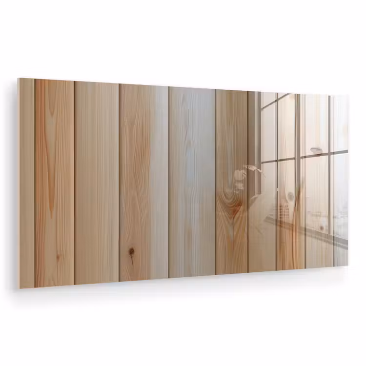 Glas schilderij - Hout - Planken - Licht — 1