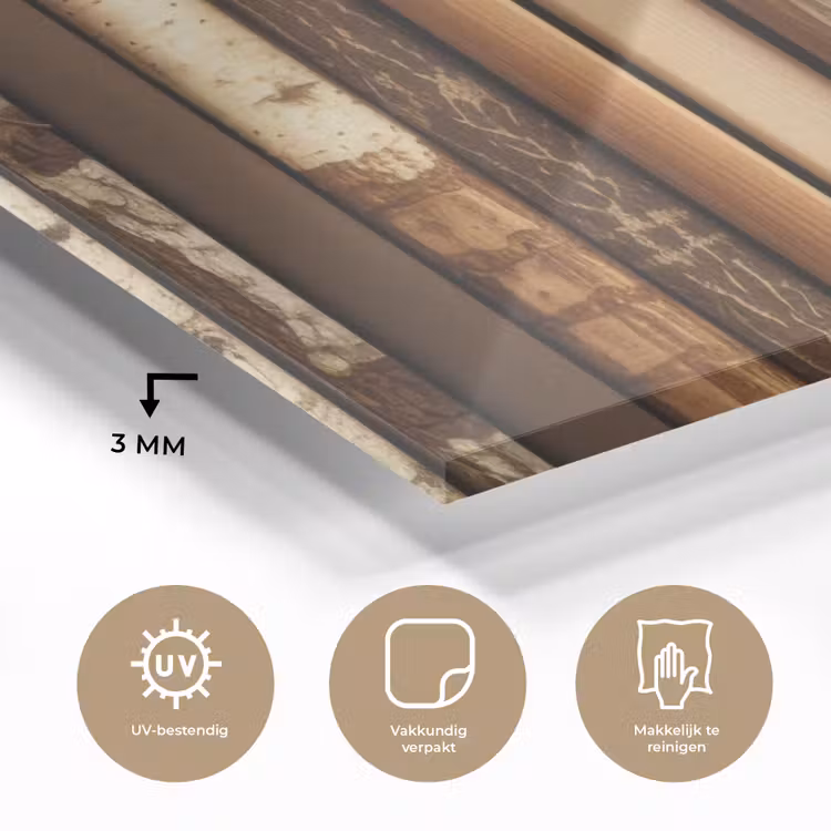 Glas schilderij - Hout - Planken - Natuurlijk — 3