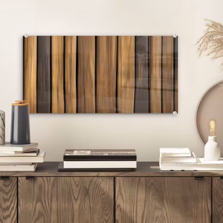 Glas schilderij - Hout - Planken - Natuurtinten — 2