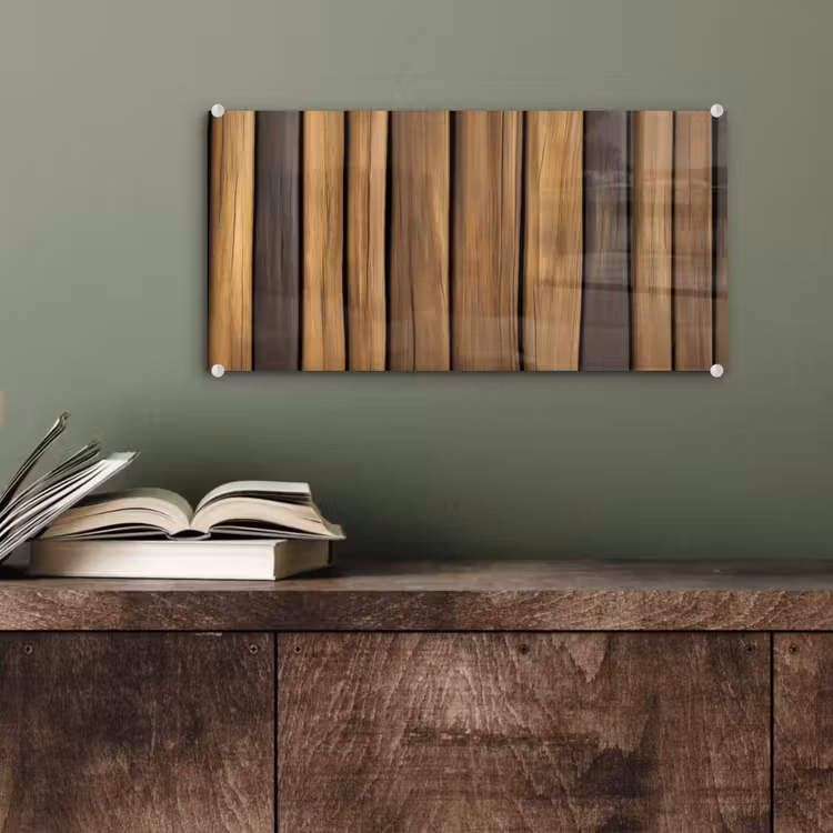 Glas schilderij - Hout - Planken - Natuurtinten — 4