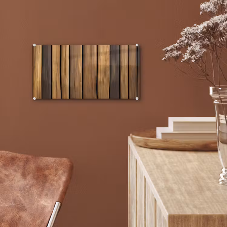 Glas schilderij - Hout - Planken - Natuurtinten — 6