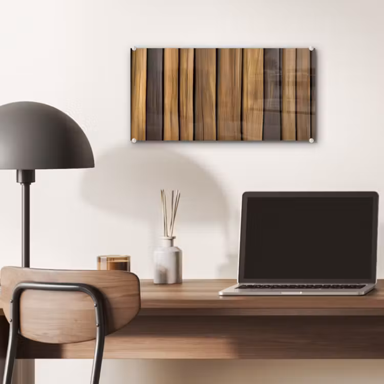 Glas schilderij - Hout - Planken - Natuurtinten — 7