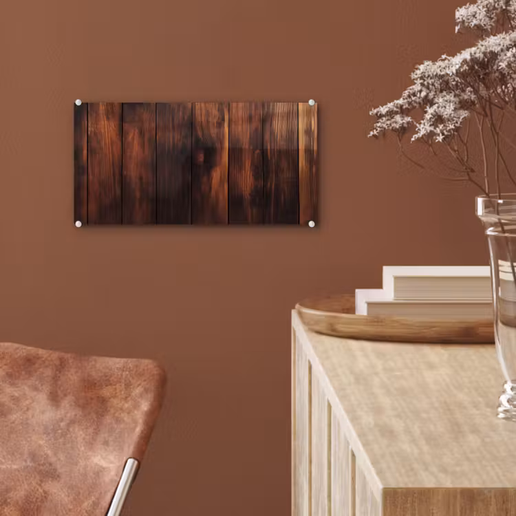 Glas schilderij - Hout - Planken - Vintage - Donkerbruin — 6