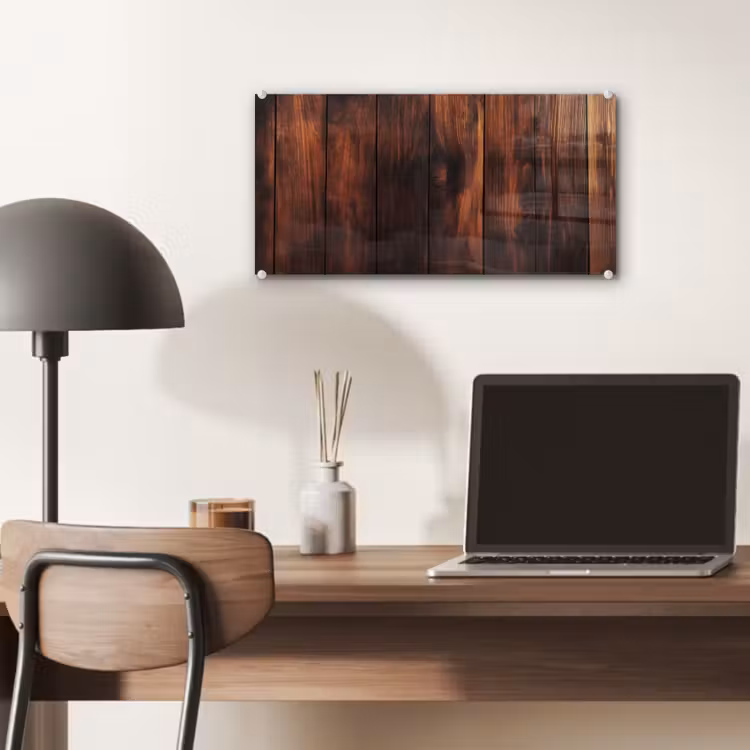 Glas schilderij - Hout - Planken - Vintage - Donkerbruin — 7