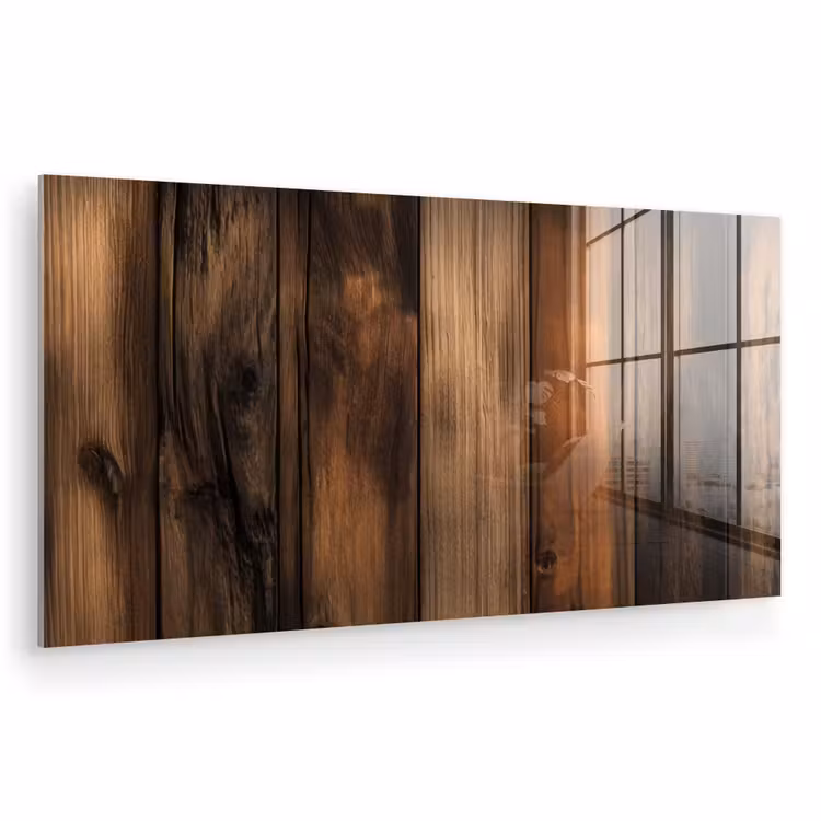 Glas schilderij - Hout - Rustiek - Donkere Planken — 1