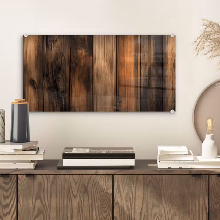 Glas schilderij - Hout - Rustiek - Donkere Planken — 2