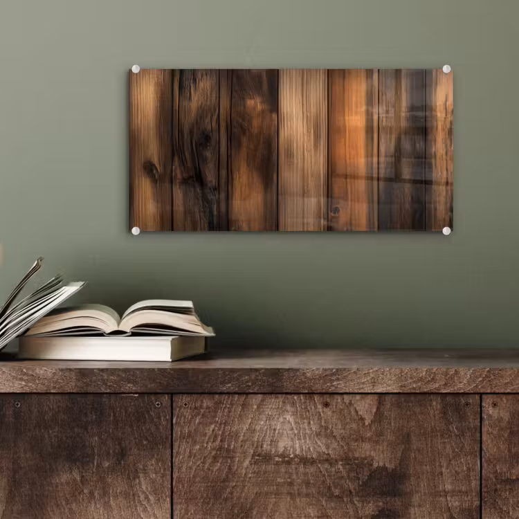 Glas schilderij - Hout - Rustiek - Donkere Planken — 4