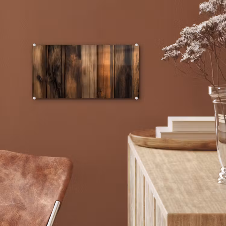 Glas schilderij - Hout - Rustiek - Donkere Planken — 6