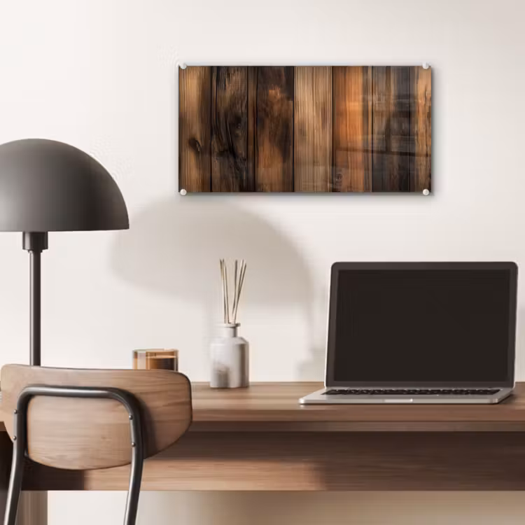 Glas schilderij - Hout - Rustiek - Donkere Planken — 7