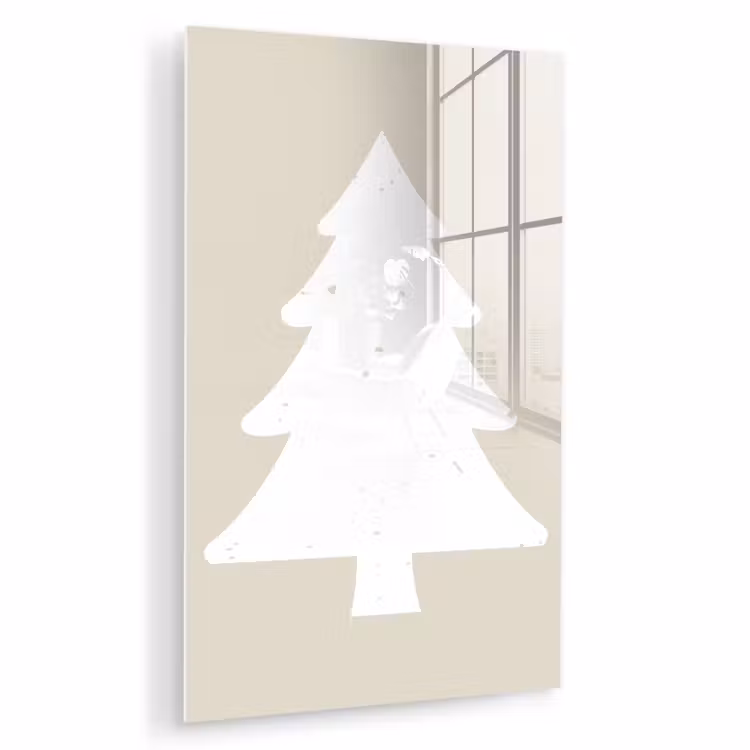 Glas schilderij - Japandi - Kerstboom - Beige - Kerstversiering — 1