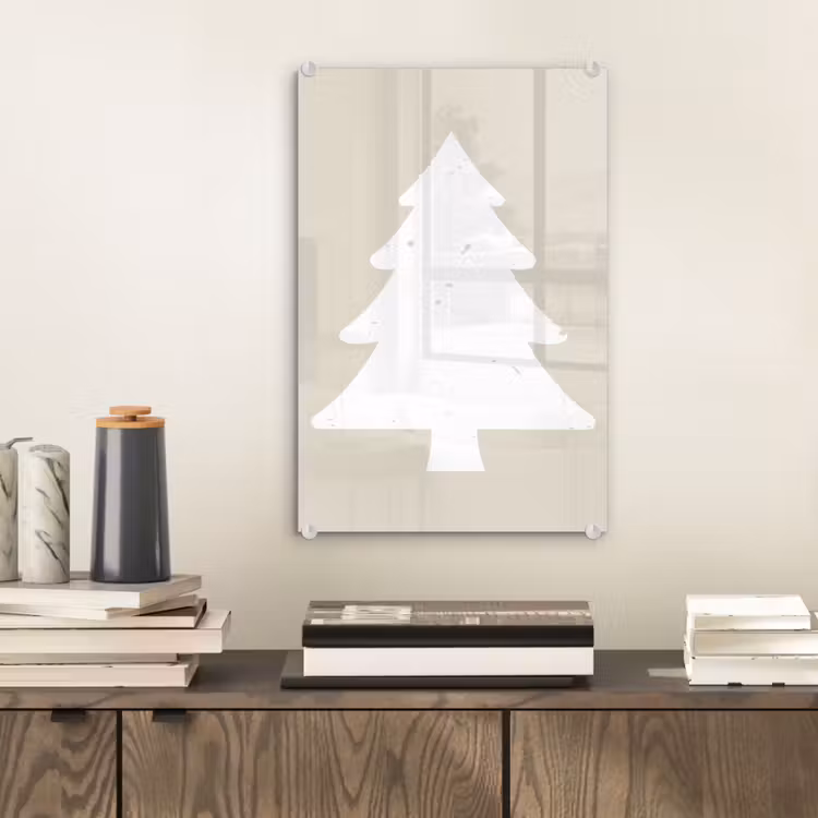 Glas schilderij - Japandi - Kerstboom - Beige - Kerstversiering — 2