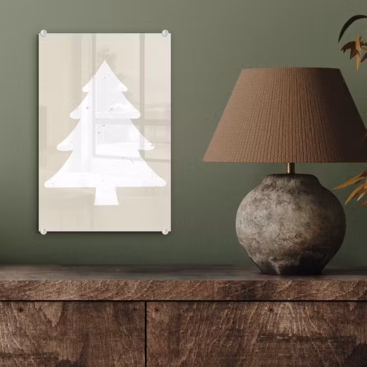 Glas schilderij - Japandi - Kerstboom - Beige - Kerstversiering — 4