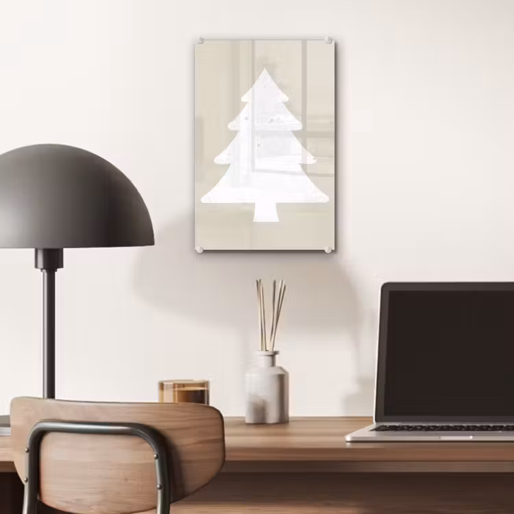 Glas schilderij - Japandi - Kerstboom - Beige - Kerstversiering — 7