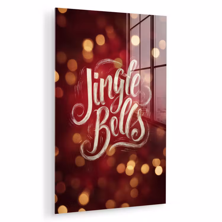 Glas schilderij - Jingle - Bells - Kerst - Rood — 1