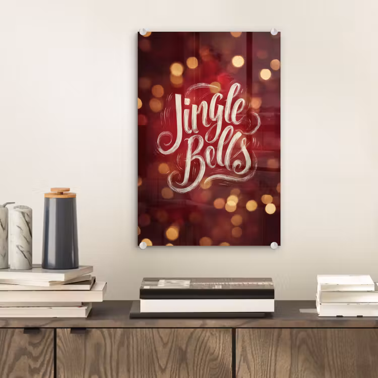 Glas schilderij - Jingle - Bells - Kerst - Rood — 2