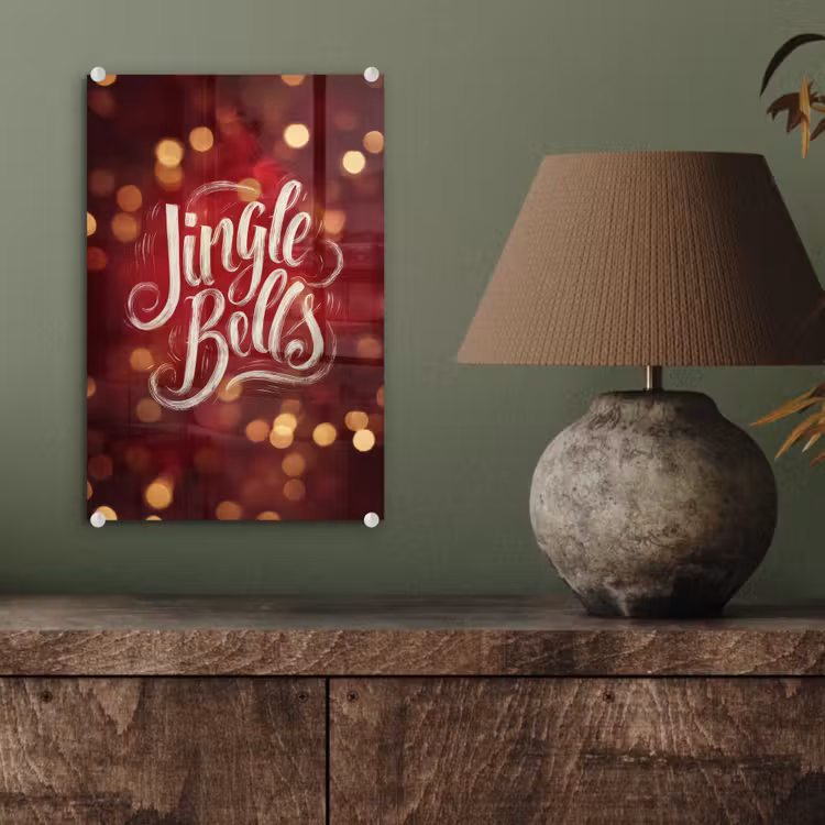 Glas schilderij - Jingle - Bells - Kerst - Rood — 4