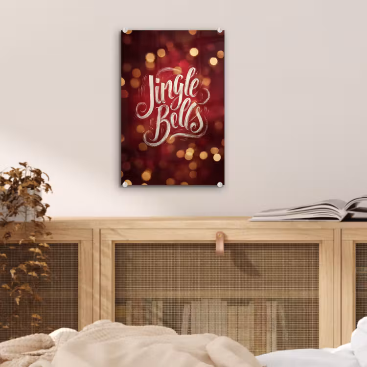Glas schilderij - Jingle - Bells - Kerst - Rood — 5