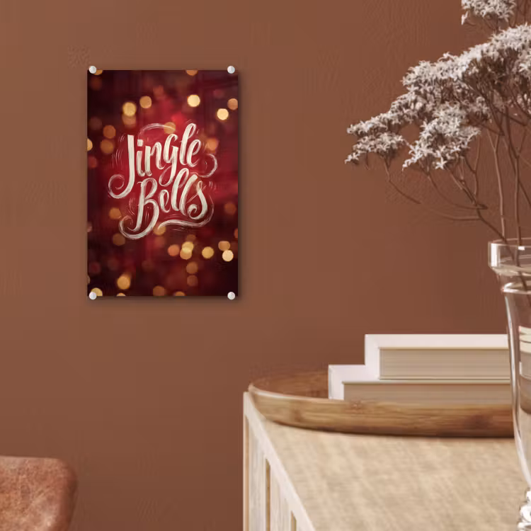 Glas schilderij - Jingle - Bells - Kerst - Rood — 6