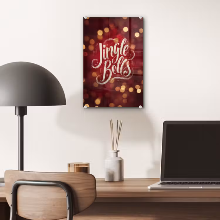 Glas schilderij - Jingle - Bells - Kerst - Rood — 7