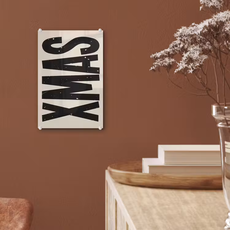 Glas schilderij - Kerst - Christmas - Japandi - Beige — 6