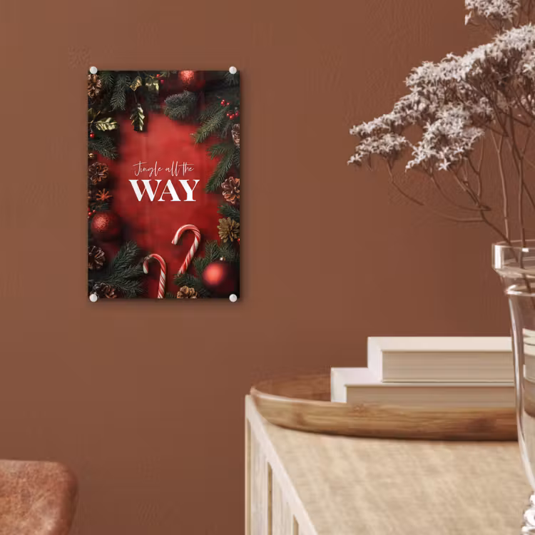 Glas schilderij - Kerst - Quote - Rood - Kerstballen — 6