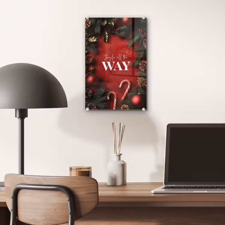 Glas schilderij - Kerst - Quote - Rood - Kerstballen — 7