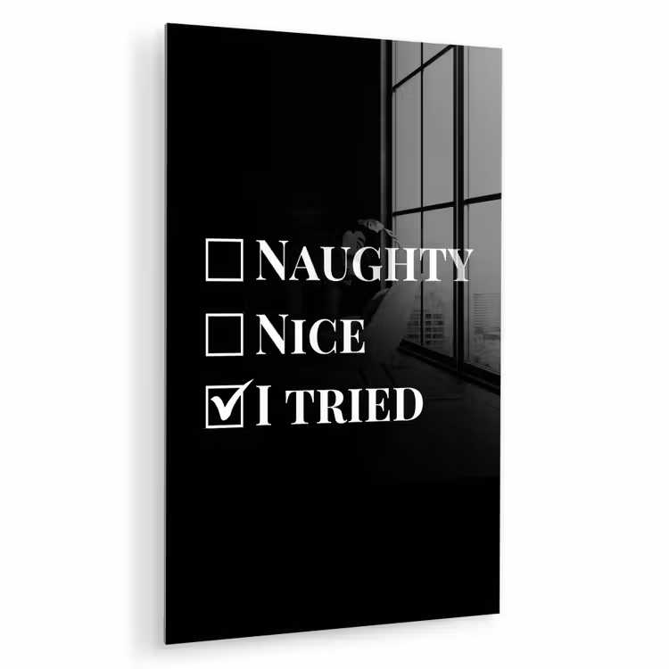 Glas schilderij - Kerst - Zwart - Wit - Quote - Grappig — 1