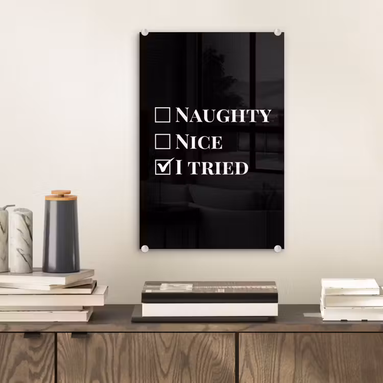 Glas schilderij - Kerst - Zwart - Wit - Quote - Grappig — 2