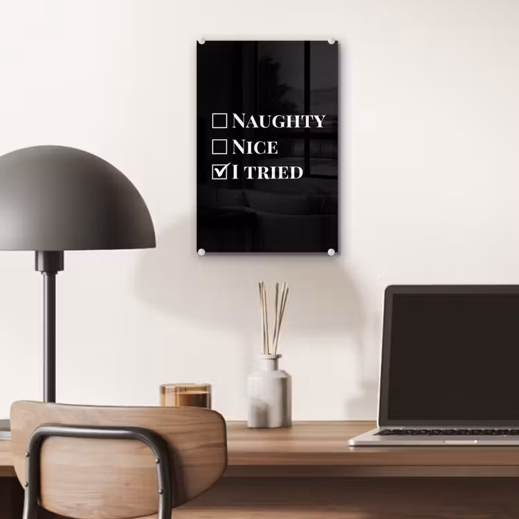 Glas schilderij - Kerst - Zwart - Wit - Quote - Grappig — 7