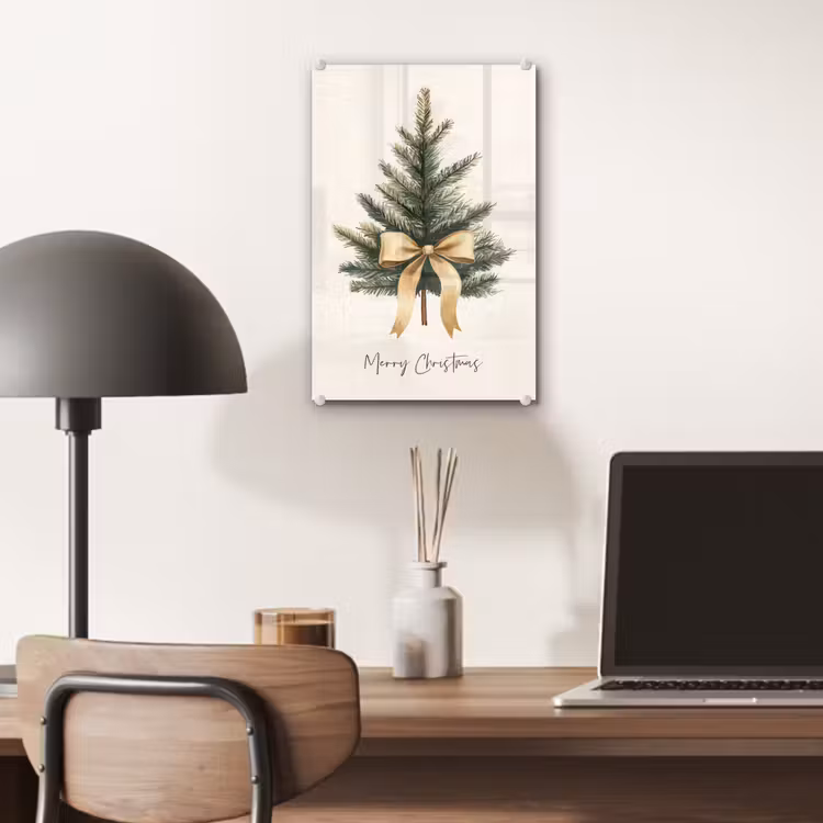 Glas schilderij - Kerstboom - Kerst - Merry Christmas - Beige — 7