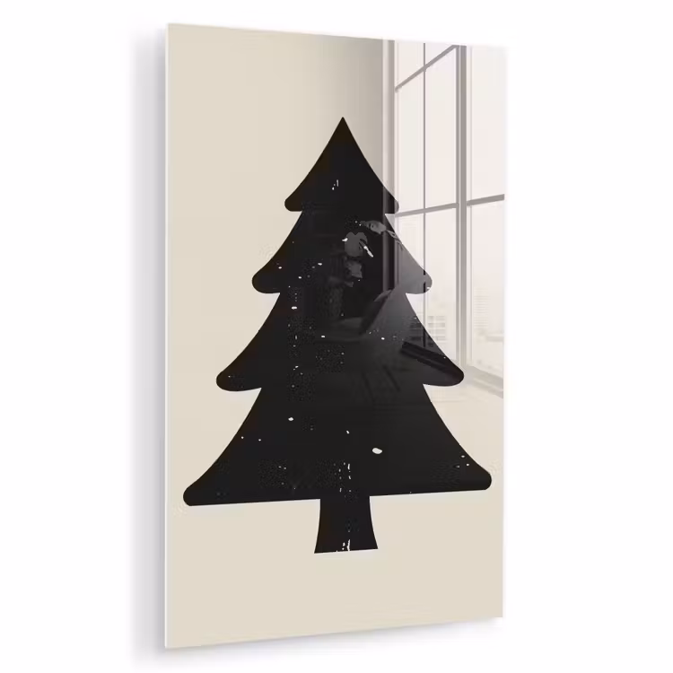 Glas schilderij - Kerstboom - Zwarte kerstboom - Boom - Japandi — 1