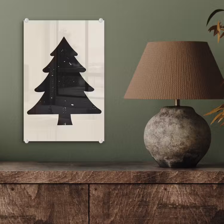 Glas schilderij - Kerstboom - Zwarte kerstboom - Boom - Japandi — 4