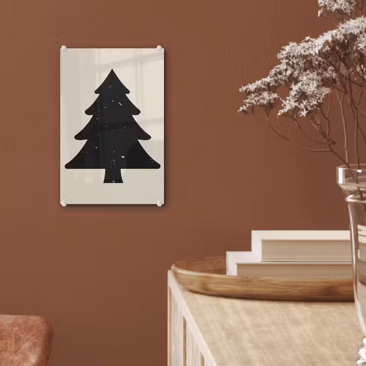 Glas schilderij - Kerstboom - Zwarte kerstboom - Boom - Japandi — 6