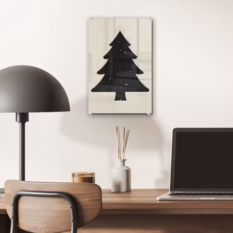 Glas schilderij - Kerstboom - Zwarte kerstboom - Boom - Japandi — 7