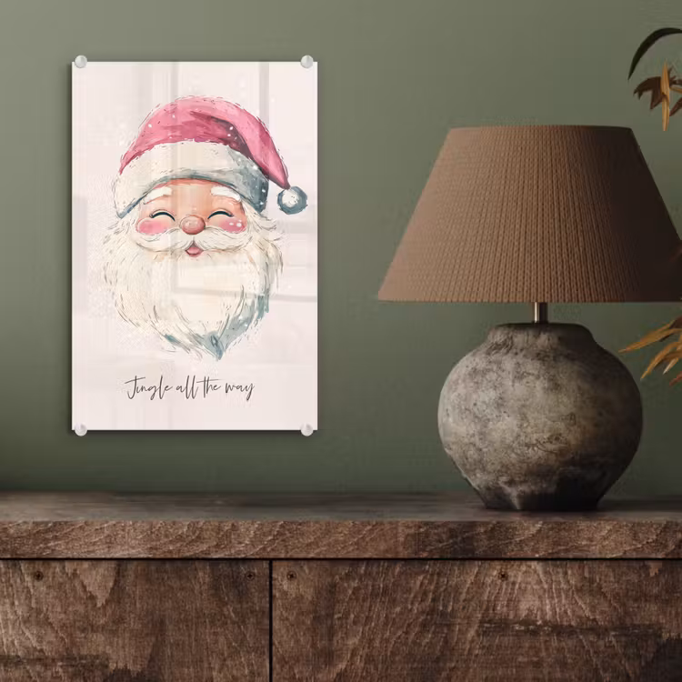 Glas schilderij - Kerstman - Kerst - Quote - Beige — 4