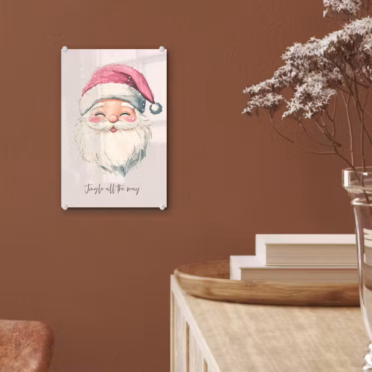 Glas schilderij - Kerstman - Kerst - Quote - Beige — 6