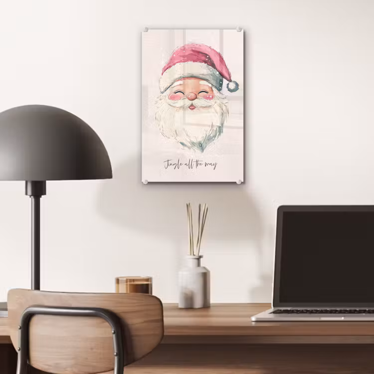 Glas schilderij - Kerstman - Kerst - Quote - Beige — 7