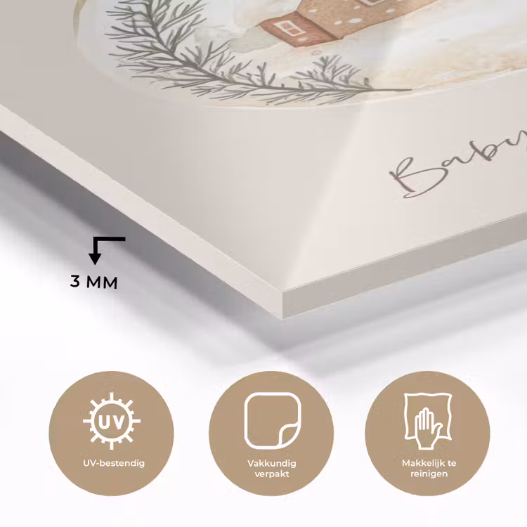 Glas schilderij - Quote - Winter - Kerst - Beige - Kerstbal — 3